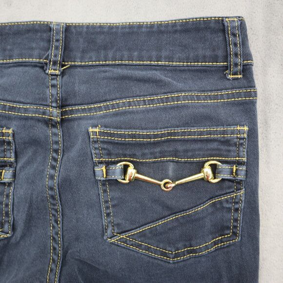 Cache Premium Jeans Womens 2 Black Bootcut Low Rise Button Stretch Denim Pants - Picture 8 of 16